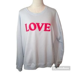 Nine West Super Soft Woman's Crewneck Sweatshirt Embroidered Love Size 2XL